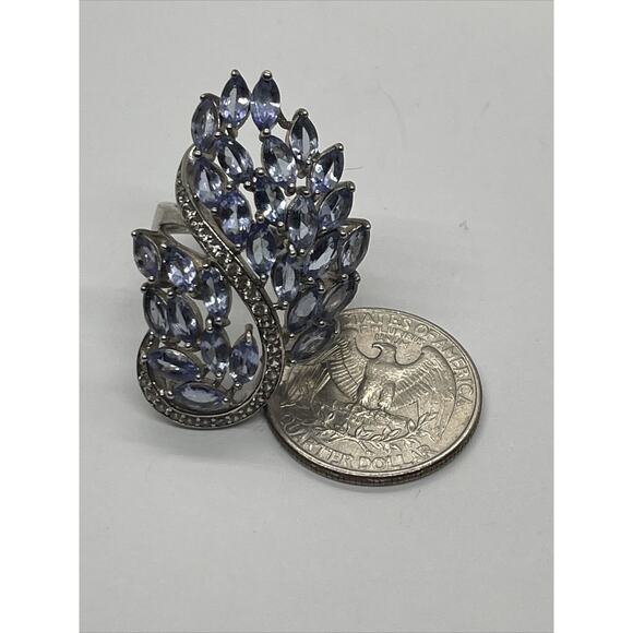 Huge BBJ signed Sterling Silver Ring Size 9 Statement Large Designer Tanzanite - Picture 8 of 8